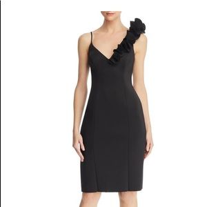 Black ruffle cocktail dress